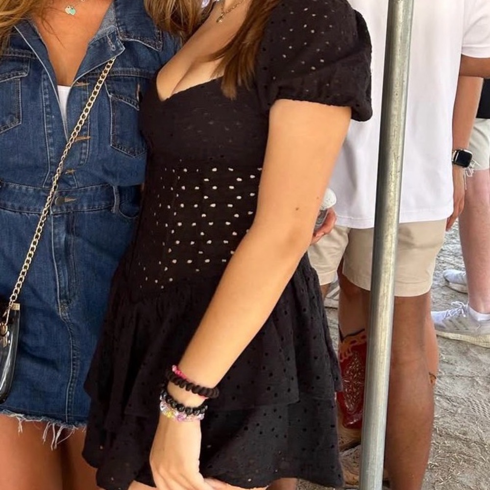 Elegant Black Eyelet Dress